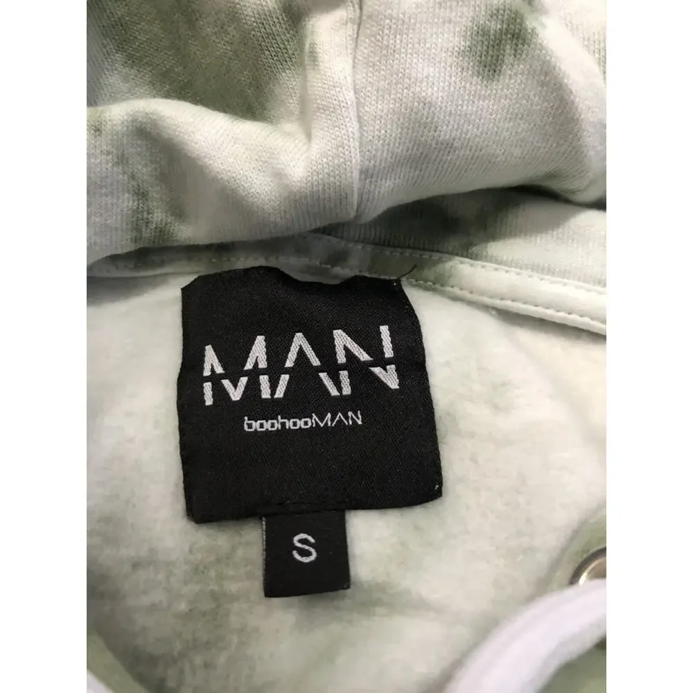Boohoo Hoodie Mens Small Camouflage Tie Dye Sweatshirt Green Pullover N113